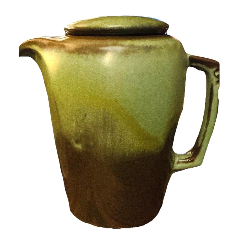 Vintage Frankoma Prairie Green Lidded Water, Juice, 8” 5T Drink Pitcher